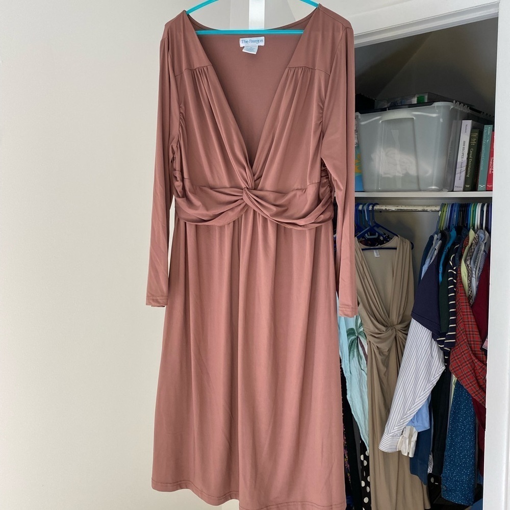 Brown V-Neck Dress